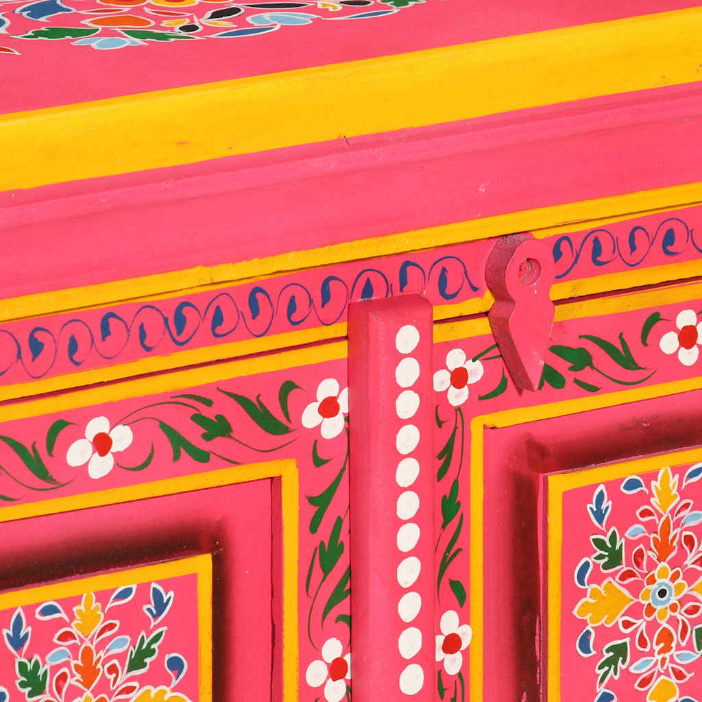 Buffet Bois massif de manguier Peinture rose à la main - XIOS