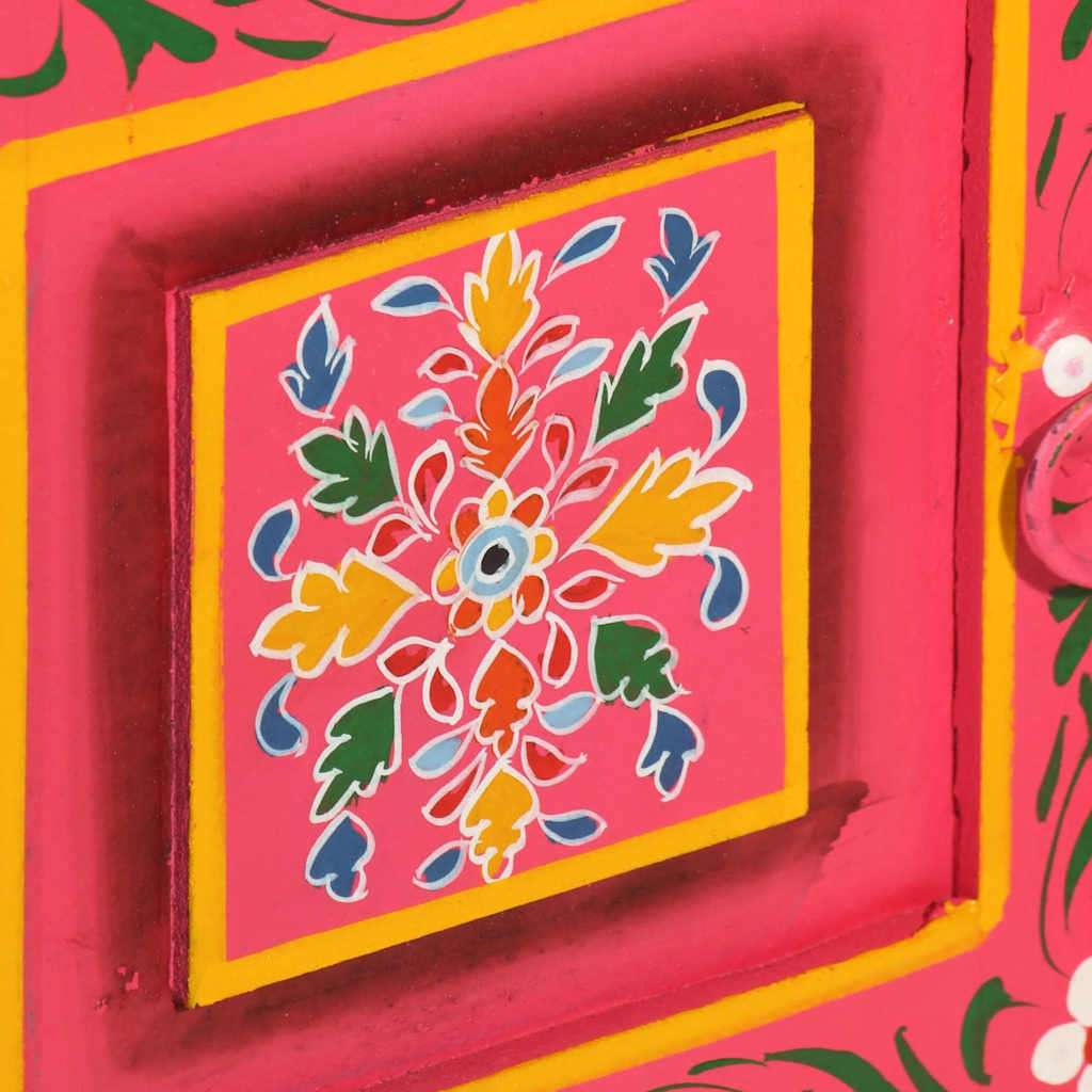 Buffet Bois massif de manguier Peinture rose à la main - XIOS