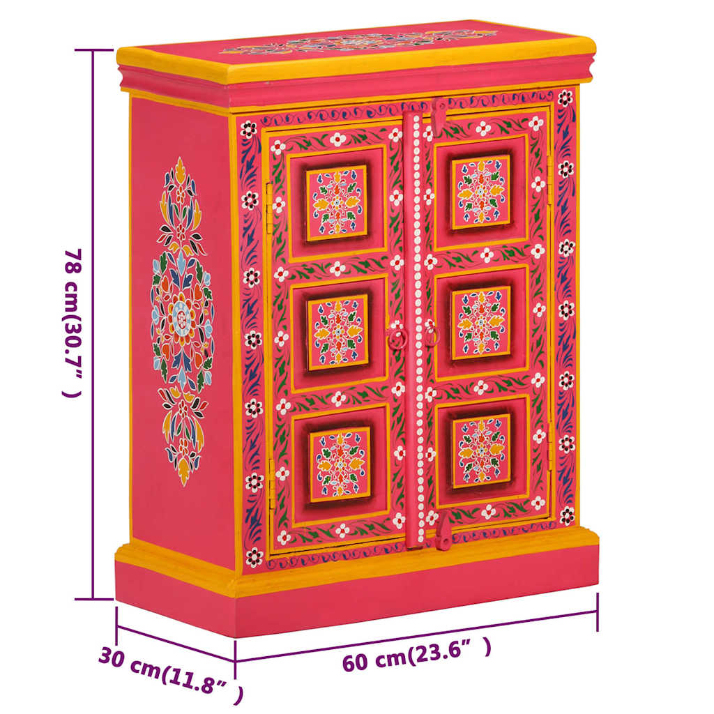 Buffet Bois massif de manguier Peinture rose à la main - XIOS