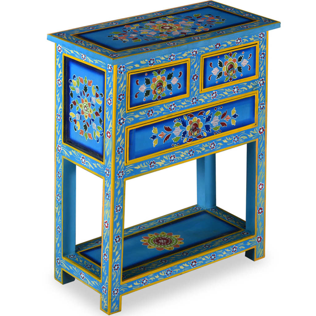 Buffet avec tiroirs Bois massif de manguier Peinture turquoise