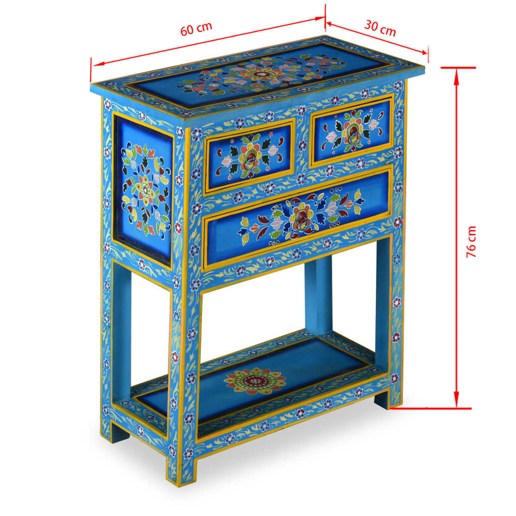 Buffet avec tiroirs Bois massif de manguier Peinture turquoise