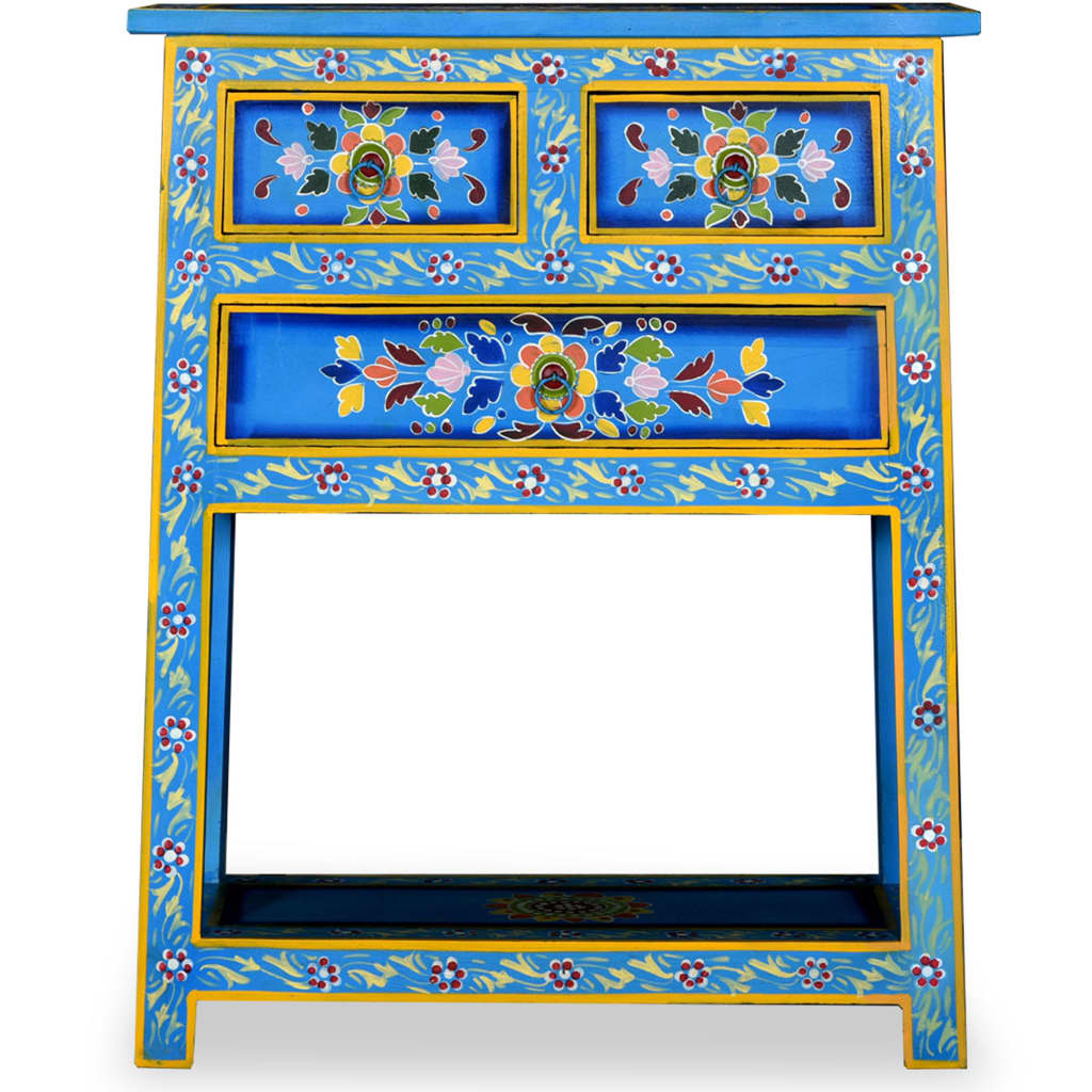 Buffet avec tiroirs Bois massif de manguier Peinture turquoise