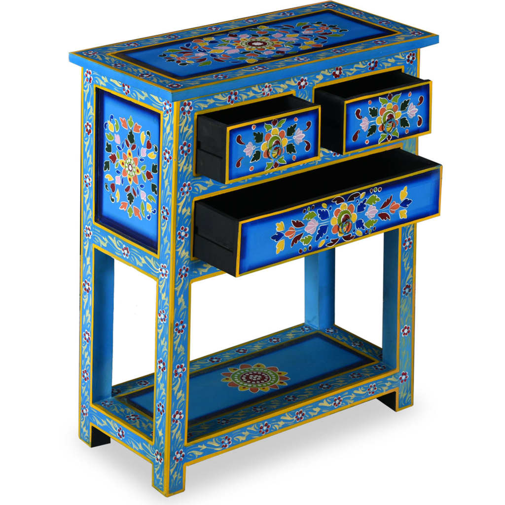 Buffet avec tiroirs Bois massif de manguier Peinture turquoise - XIOS