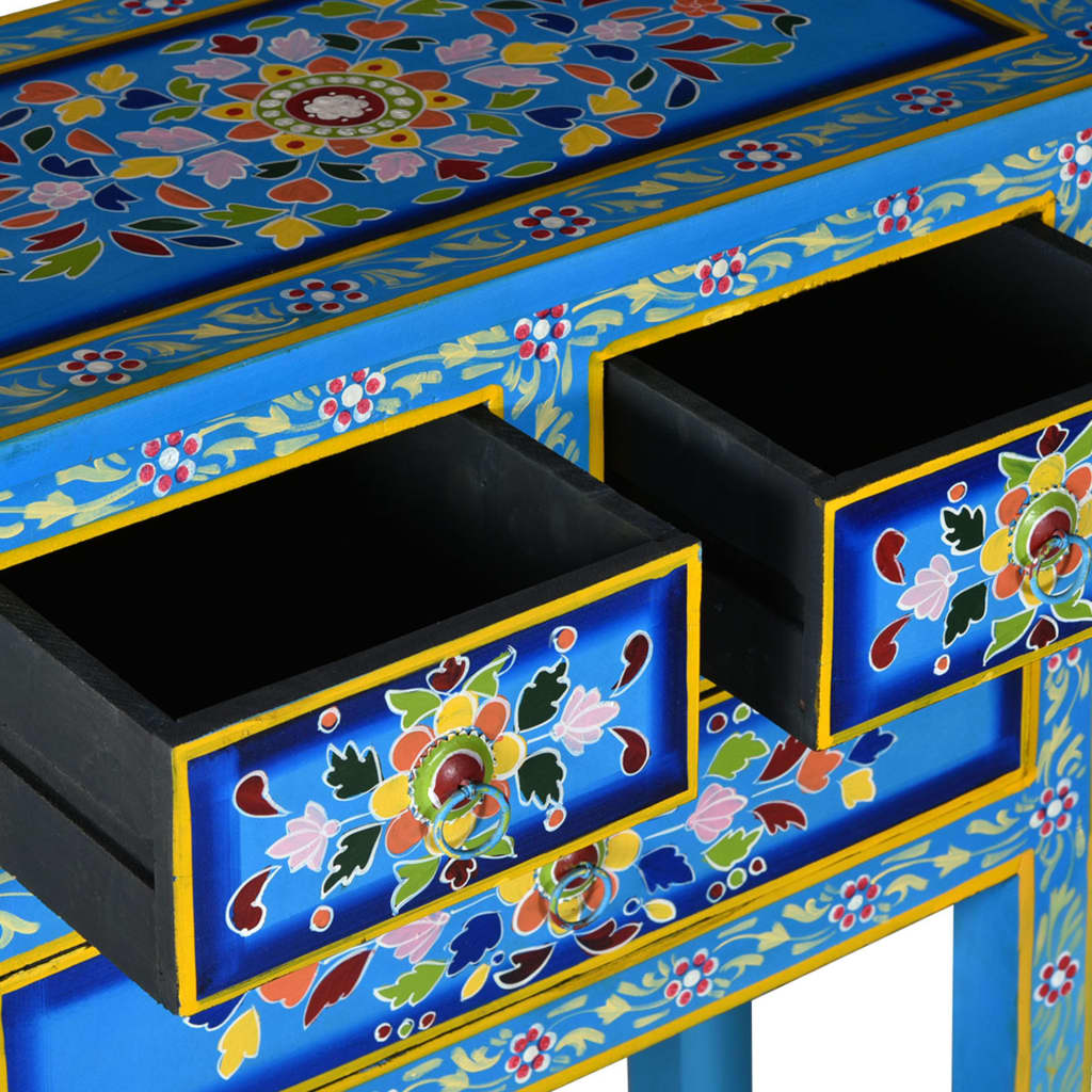 Buffet avec tiroirs Bois massif de manguier Peinture turquoise