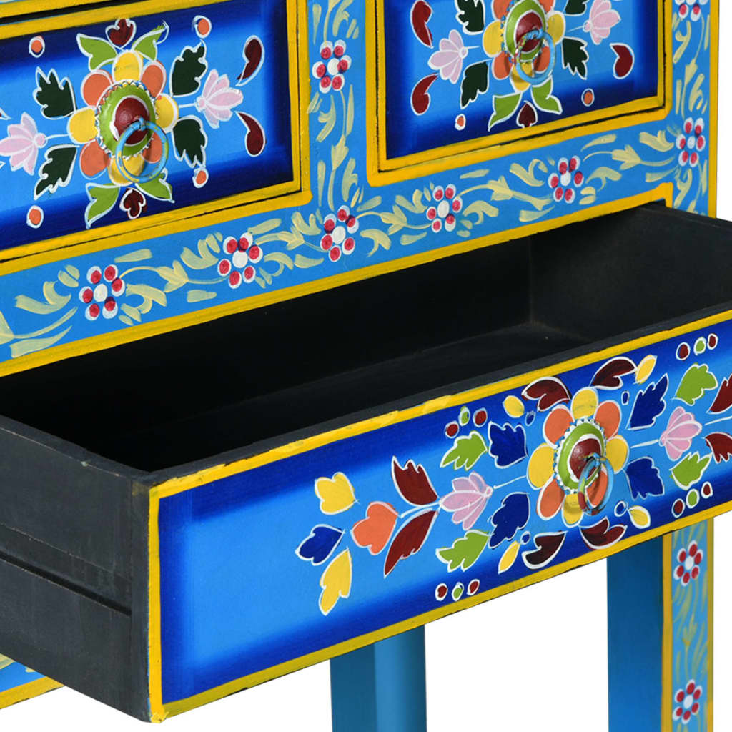 Buffet avec tiroirs Bois massif de manguier Peinture turquoise