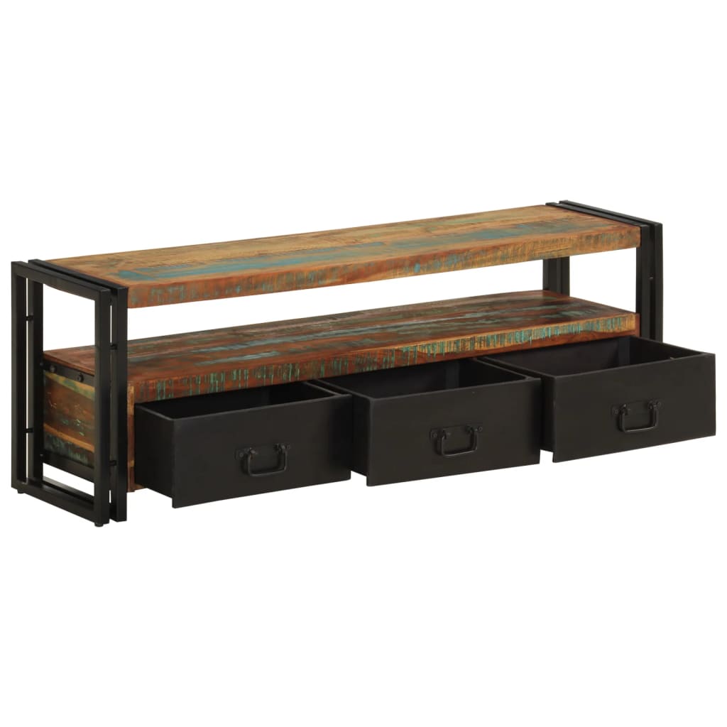 Meuble TV Bois de récupération massif 120 x 30 x 40 cm - XIOS