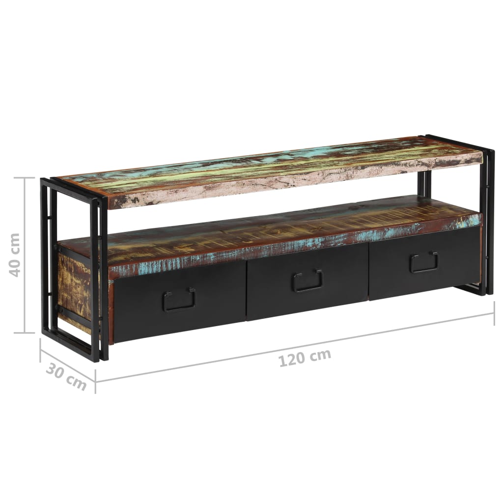 Meuble TV Bois de récupération massif 120 x 30 x 40 cm - XIOS