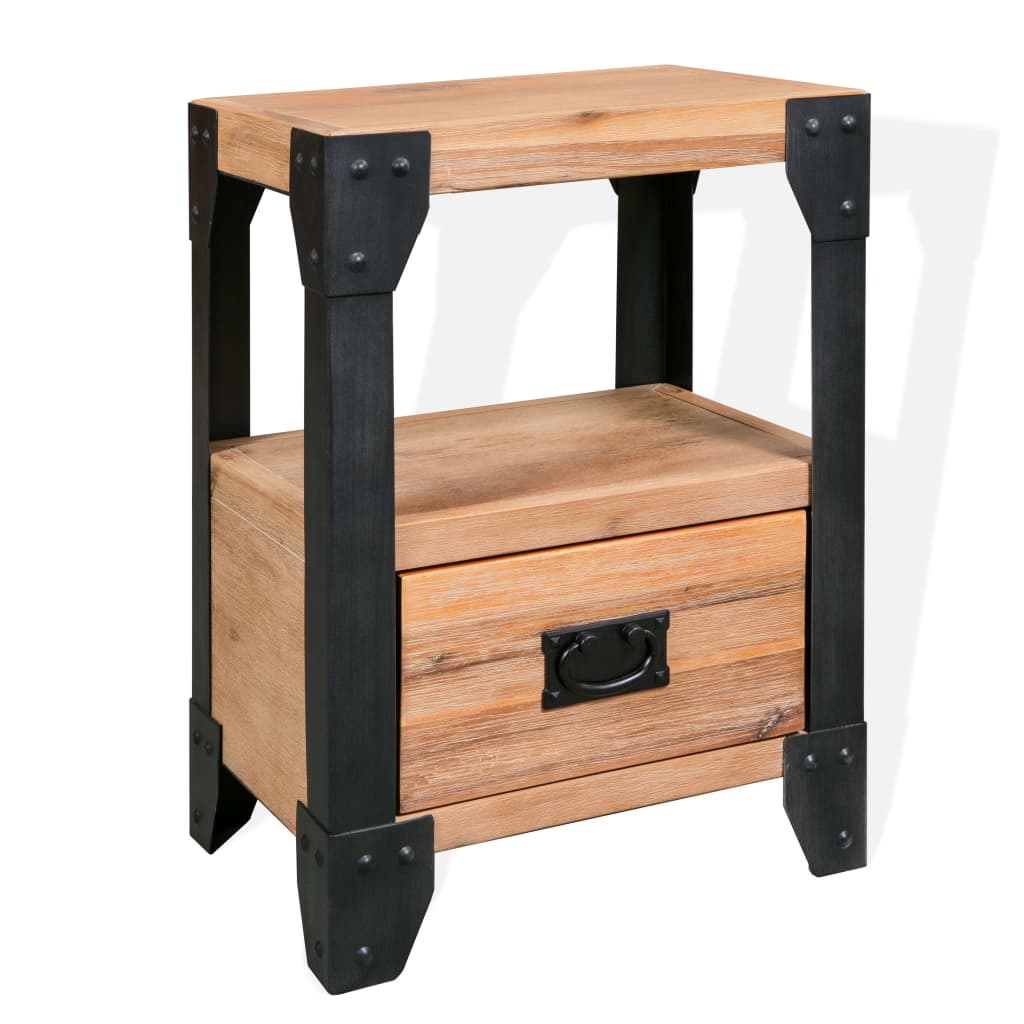 Table de chevet Bois d'acacia Acier 40 x 30 x 54 cm - XIOS