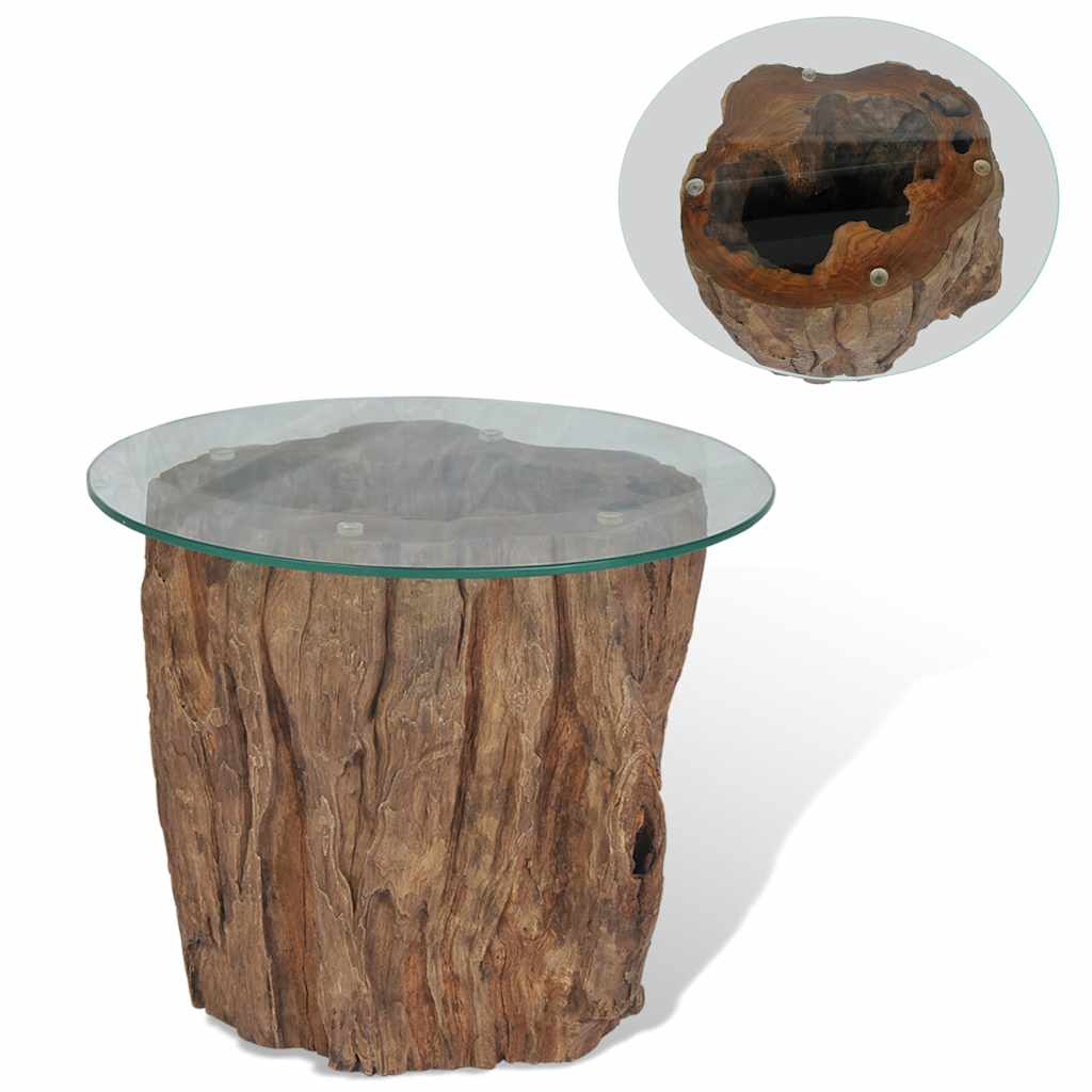 Table basse Teck Verre 50x40 cm - XIOS