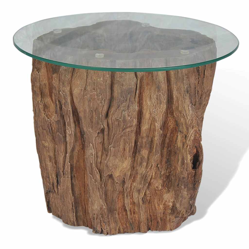 Table basse Teck Verre 50x40 cm - XIOS
