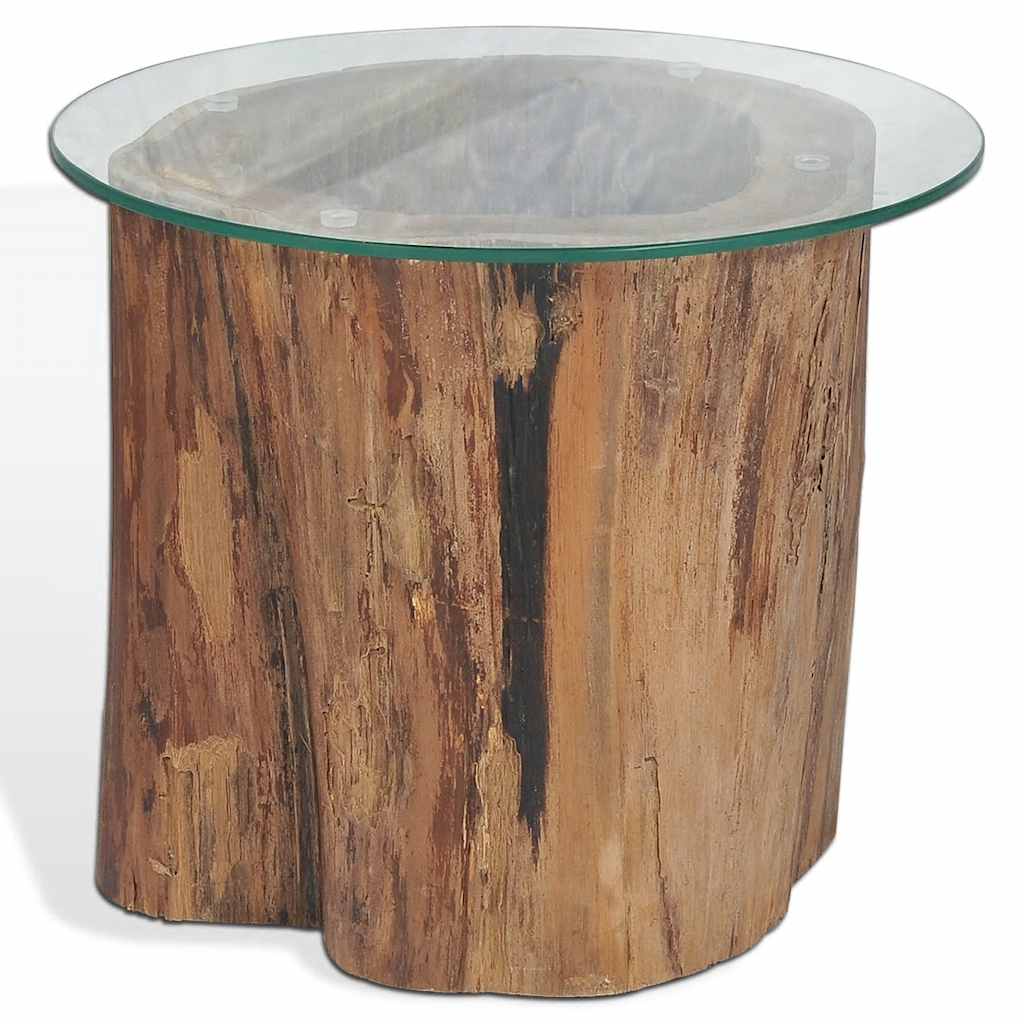 Table basse Teck Verre 50x40 cm - XIOS
