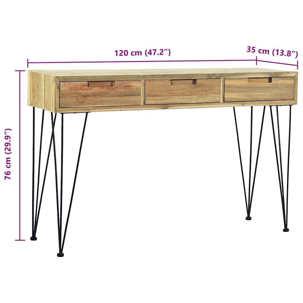 Table console 120x35x76 cm Teck massif - XIOS