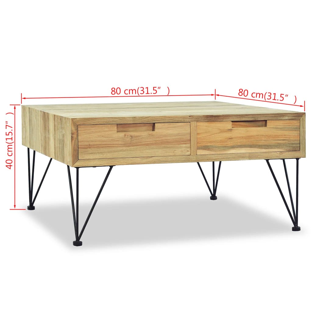 Table basse 80x80x40 cm Teck massif - XIOS