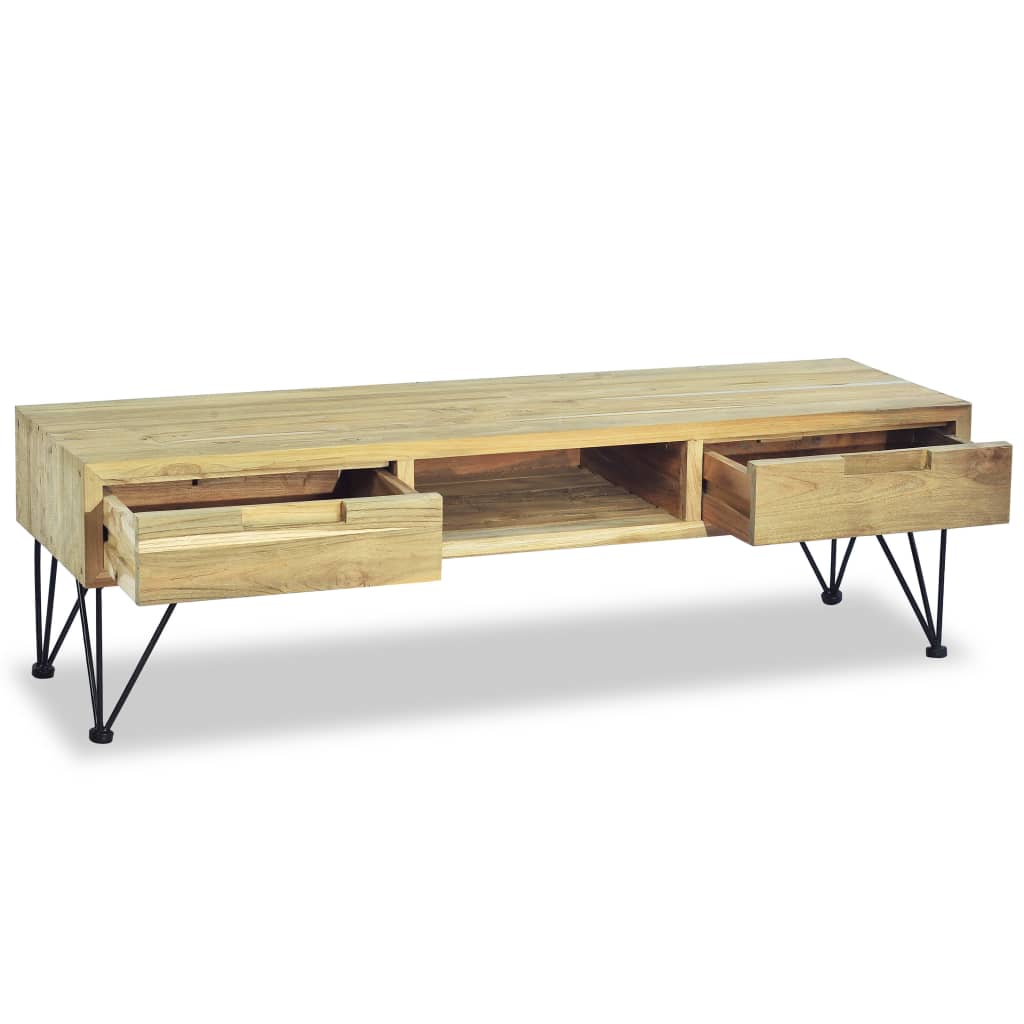 Meuble TV 120x35x35 cm Teck massif - XIOS