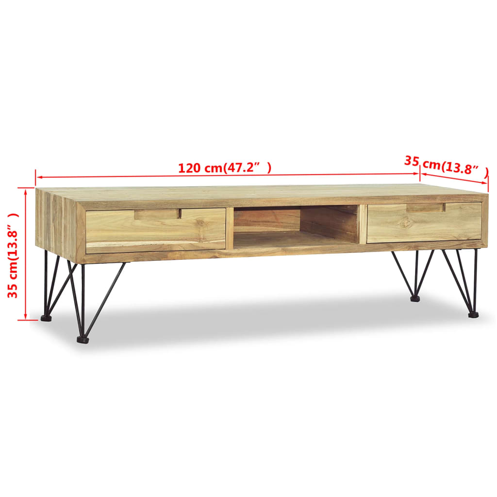 Meuble TV 120x35x35 cm Teck massif - XIOS