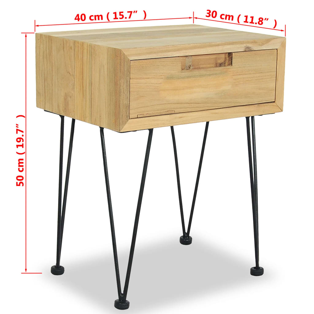 Table de chevet 40x30x50 cm Teck - XIOS