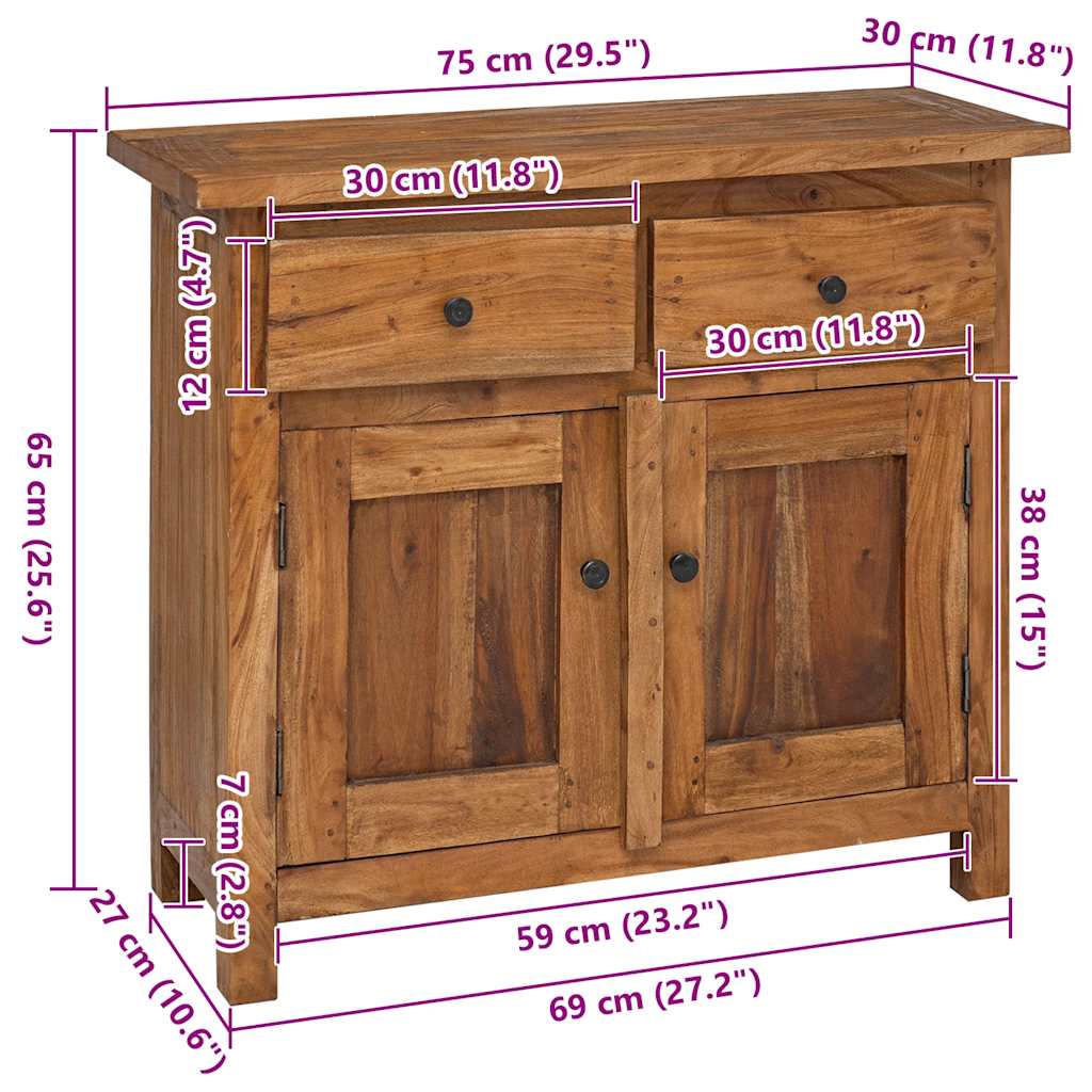 Buffet bois d'acajou massif 75x30x65 cm - XIOS