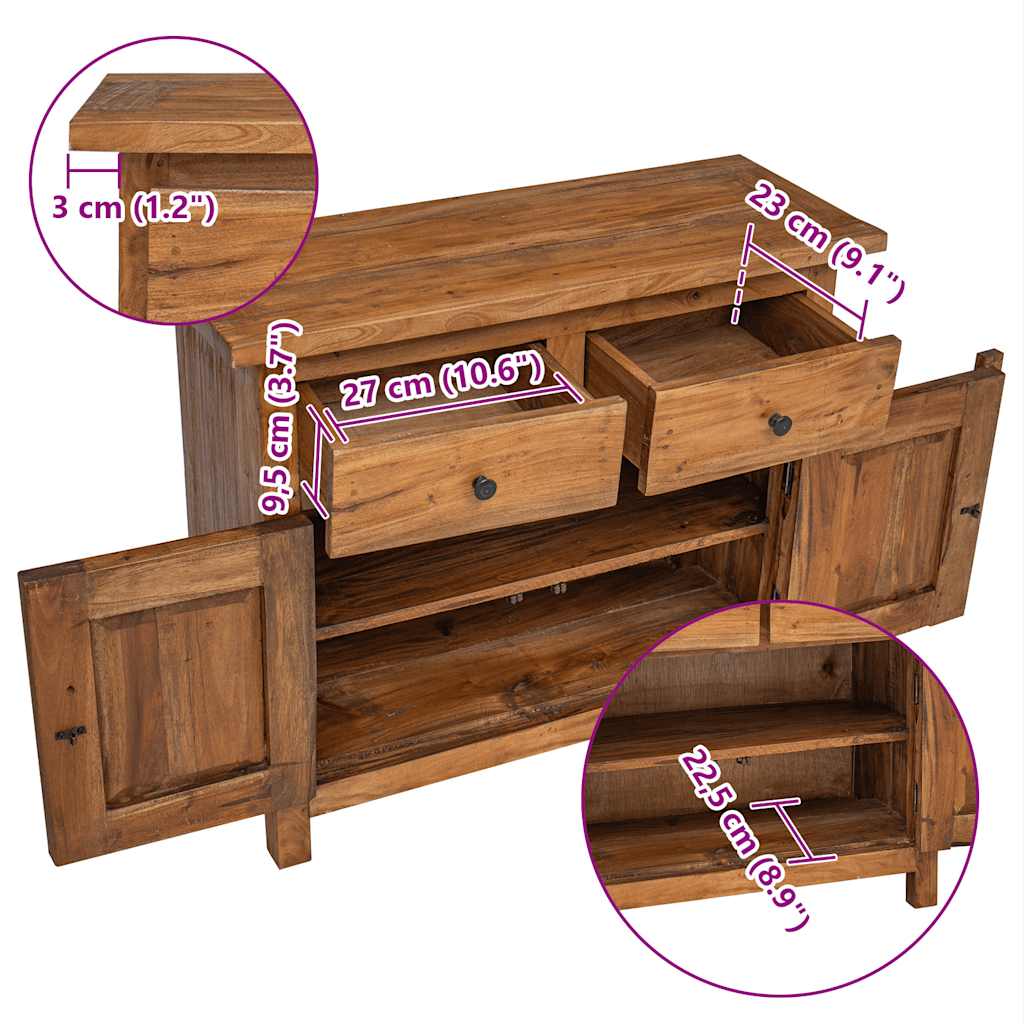 Buffet bois d'acajou massif 75x30x65 cm - XIOS