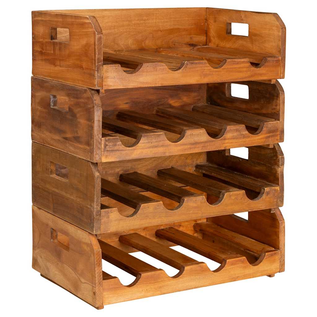 Casiers à bouteilles 4pcs de 16 bouteilles bois d'acajou massif - XIOS