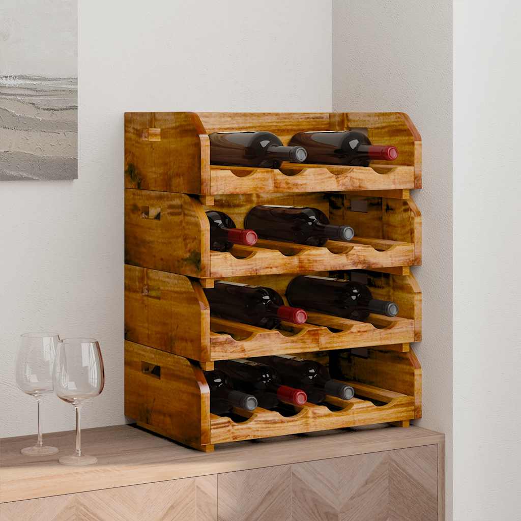 Casiers à bouteilles 4pcs de 16 bouteilles bois d'acajou massif - XIOS