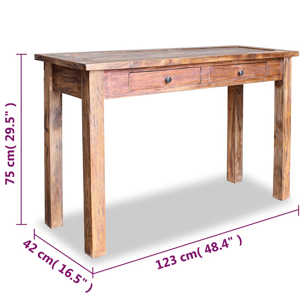 Table console bois d'acajou massif 123x42x75 cm - XIOS