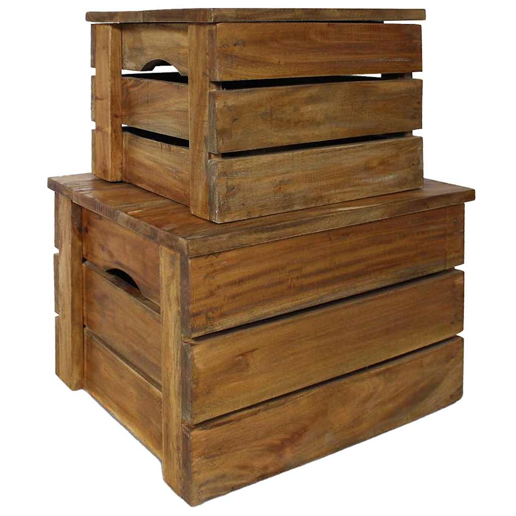 Ensemble de caisse de rangement 2 pcs bois d'acajou massif - XIOS