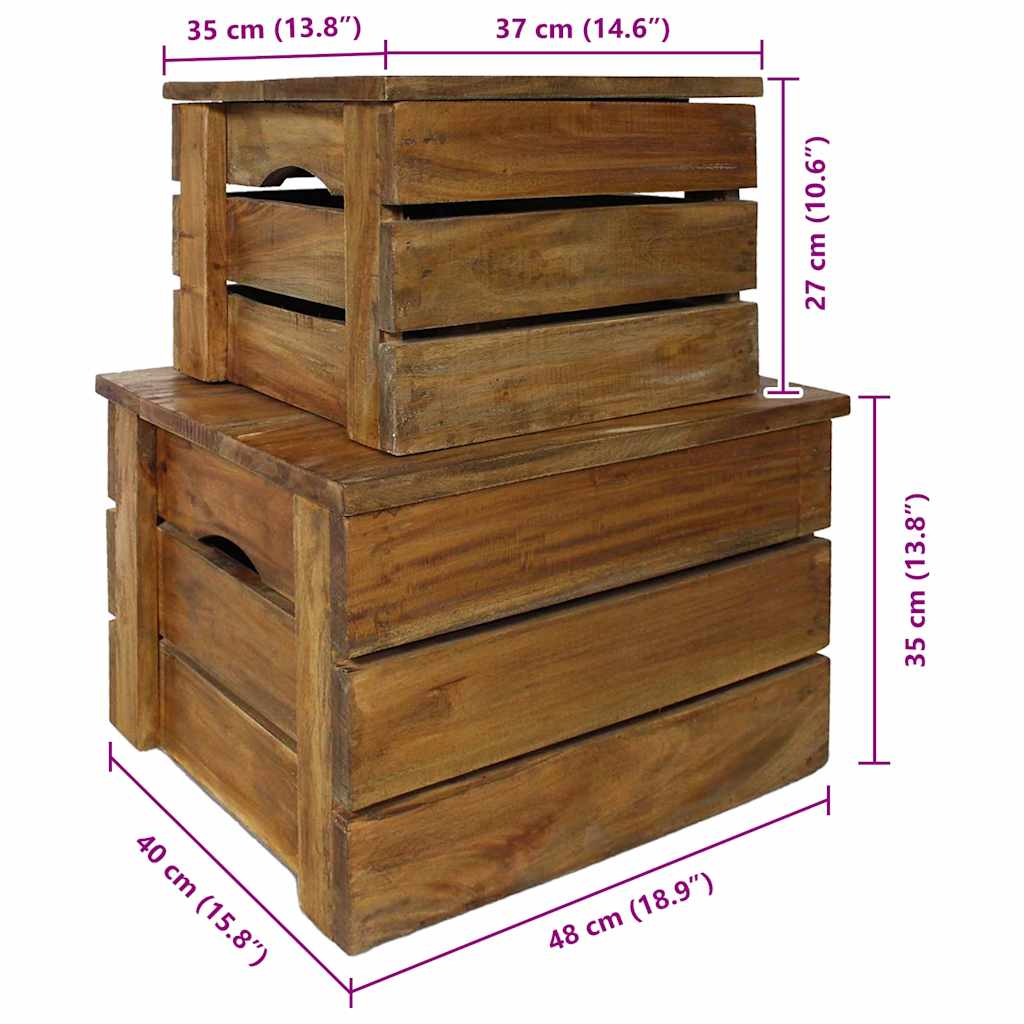 Ensemble de caisse de rangement 2 pcs bois d'acajou massif - XIOS