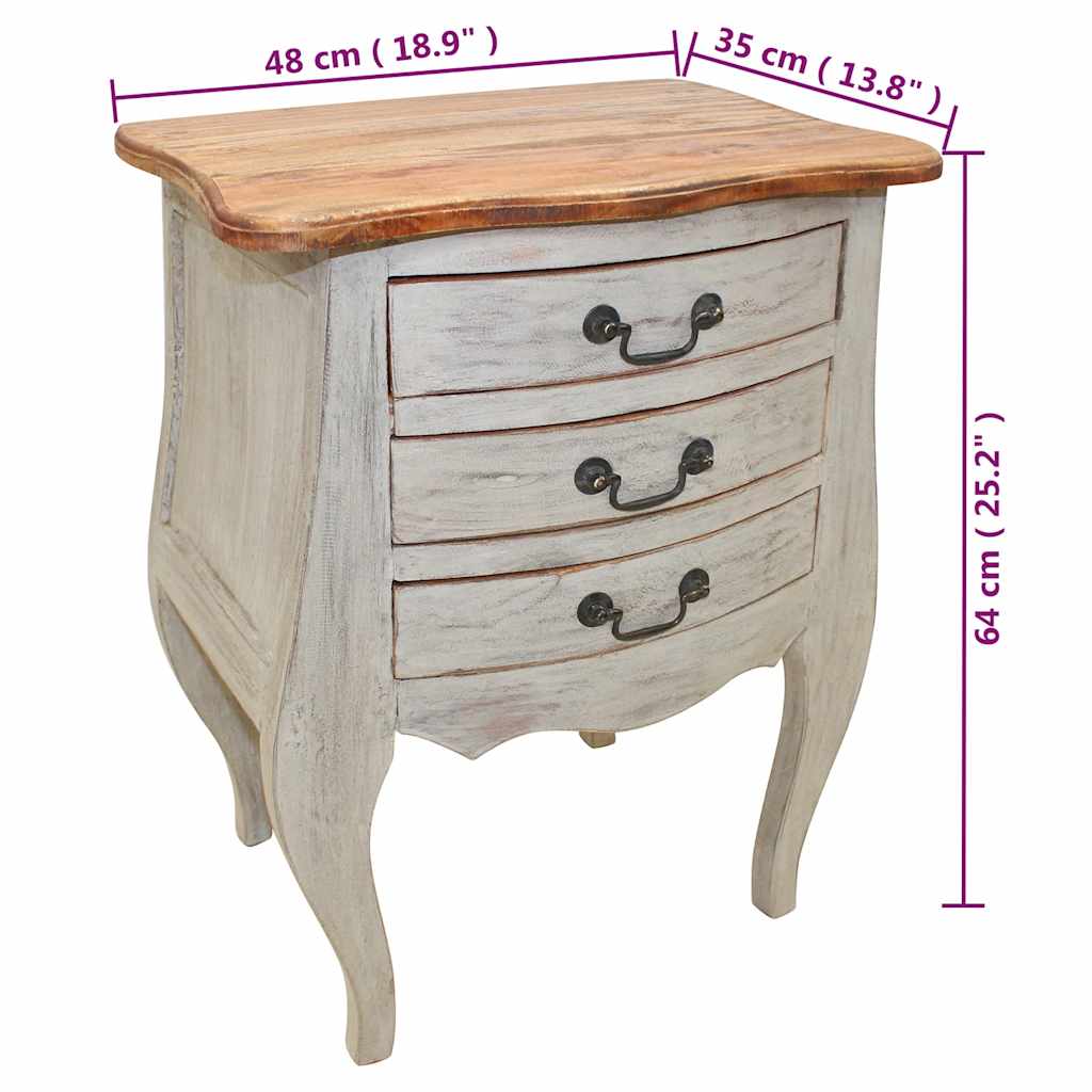 Table de chevet bois d'acajou massif 48x35x64 cm - XIOS