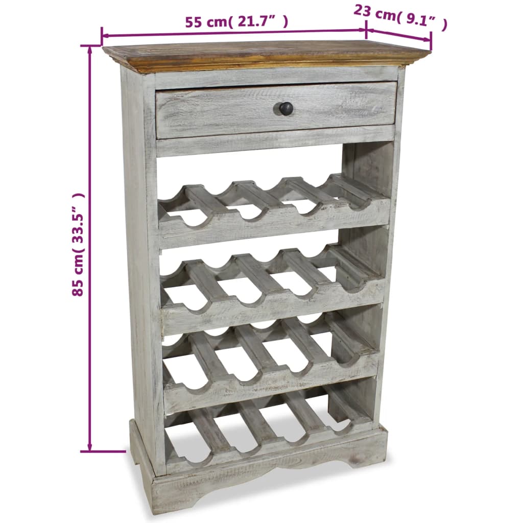 Casier à bouteilles bois d'acajou massif 55x23x85 cm - XIOS