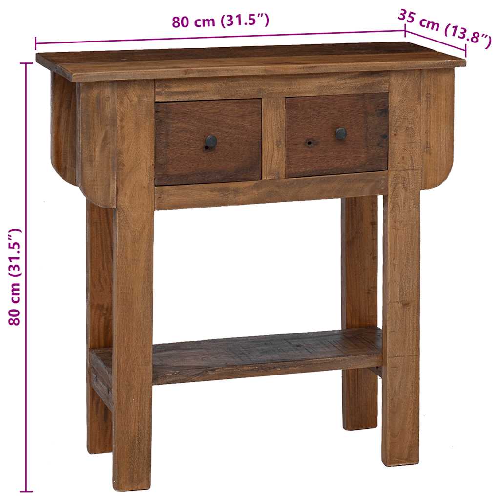 Table console bois de récupération mélangé 80x35x80 cm - XIOS
