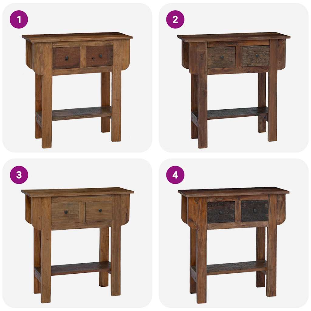 Table console bois de récupération mélangé 80x35x80 cm - XIOS