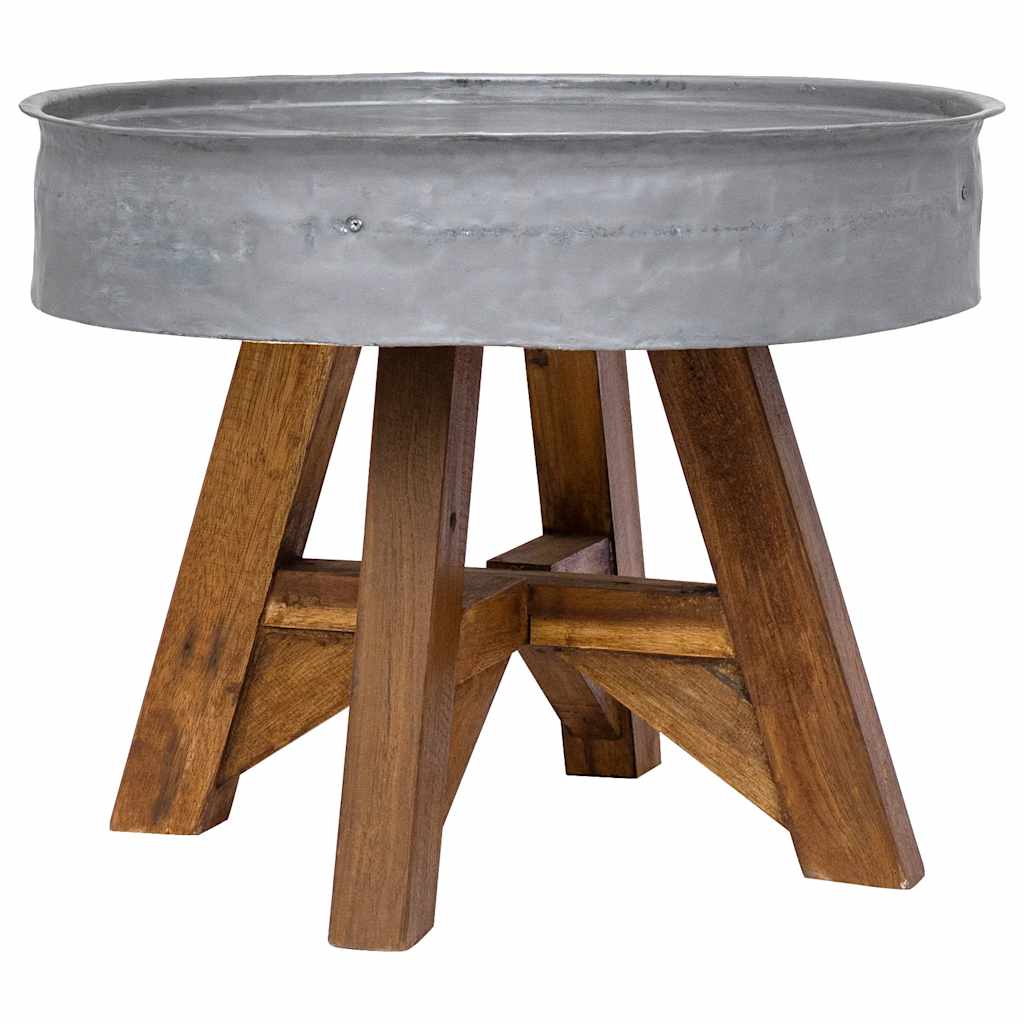 Table basse bois de récupération mélangé 60x45 cm argenté - XIOS
