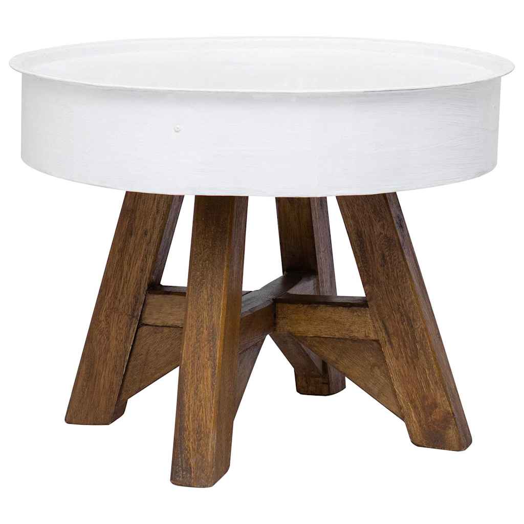 Table basse Bois de récupération massif 60x45 cm Blanc - XIOS
