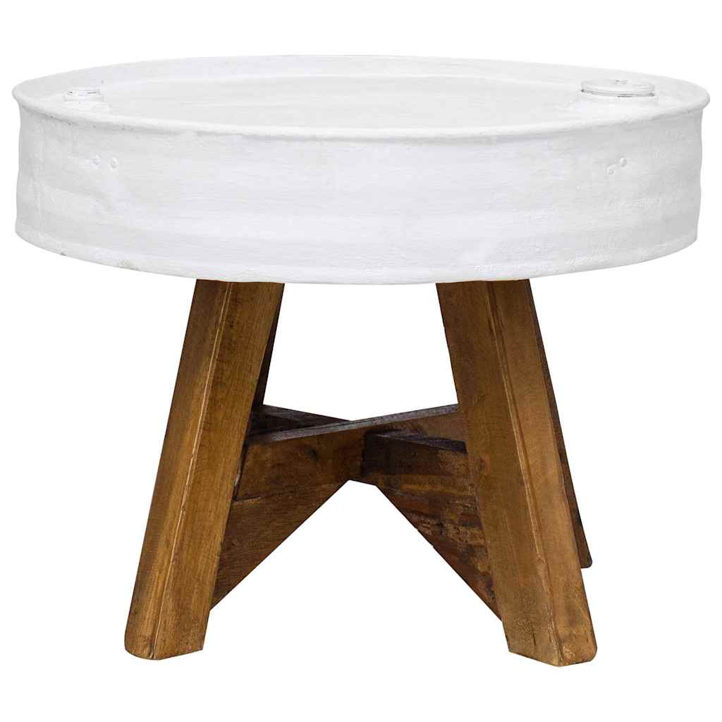 Table basse Bois de récupération massif 60x45 cm Blanc - XIOS