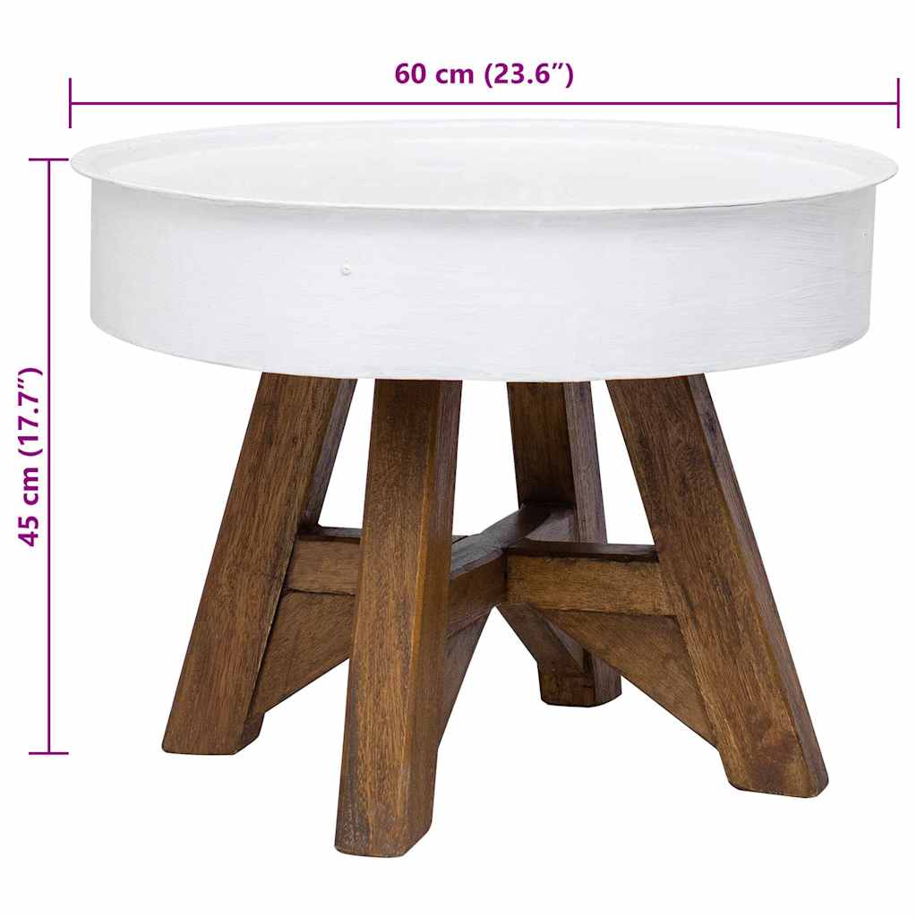 Table basse Bois de récupération massif 60x45 cm Blanc - XIOS