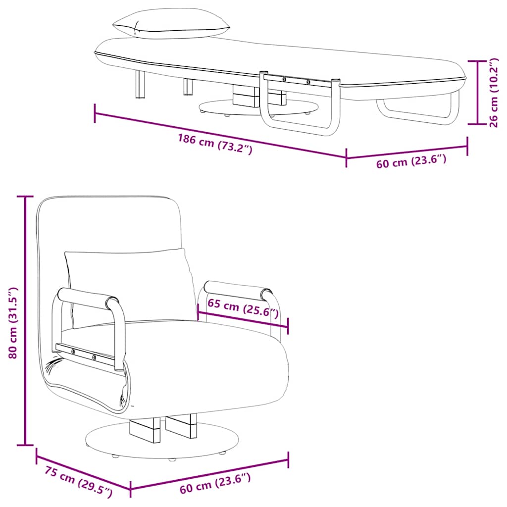 Fauteuil pivotant et canapé-lit gris foncé tissu - XIOS