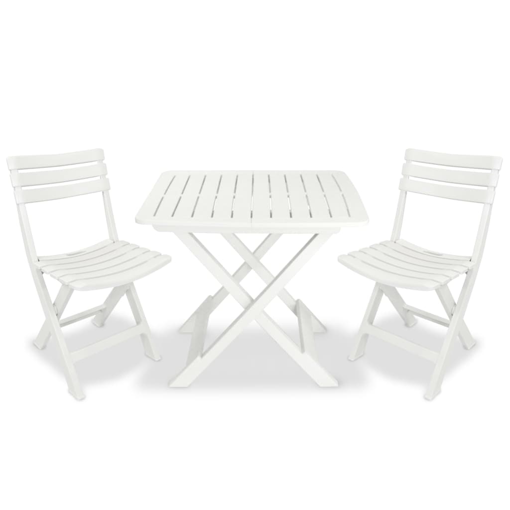 Ensemble de bistro pliable 3 pcs Plastique Blanc - XIOS