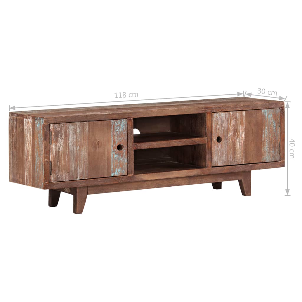 Meuble TV Bois d'acacia massif Vintage 118 x 30 x 40 cm - XIOS