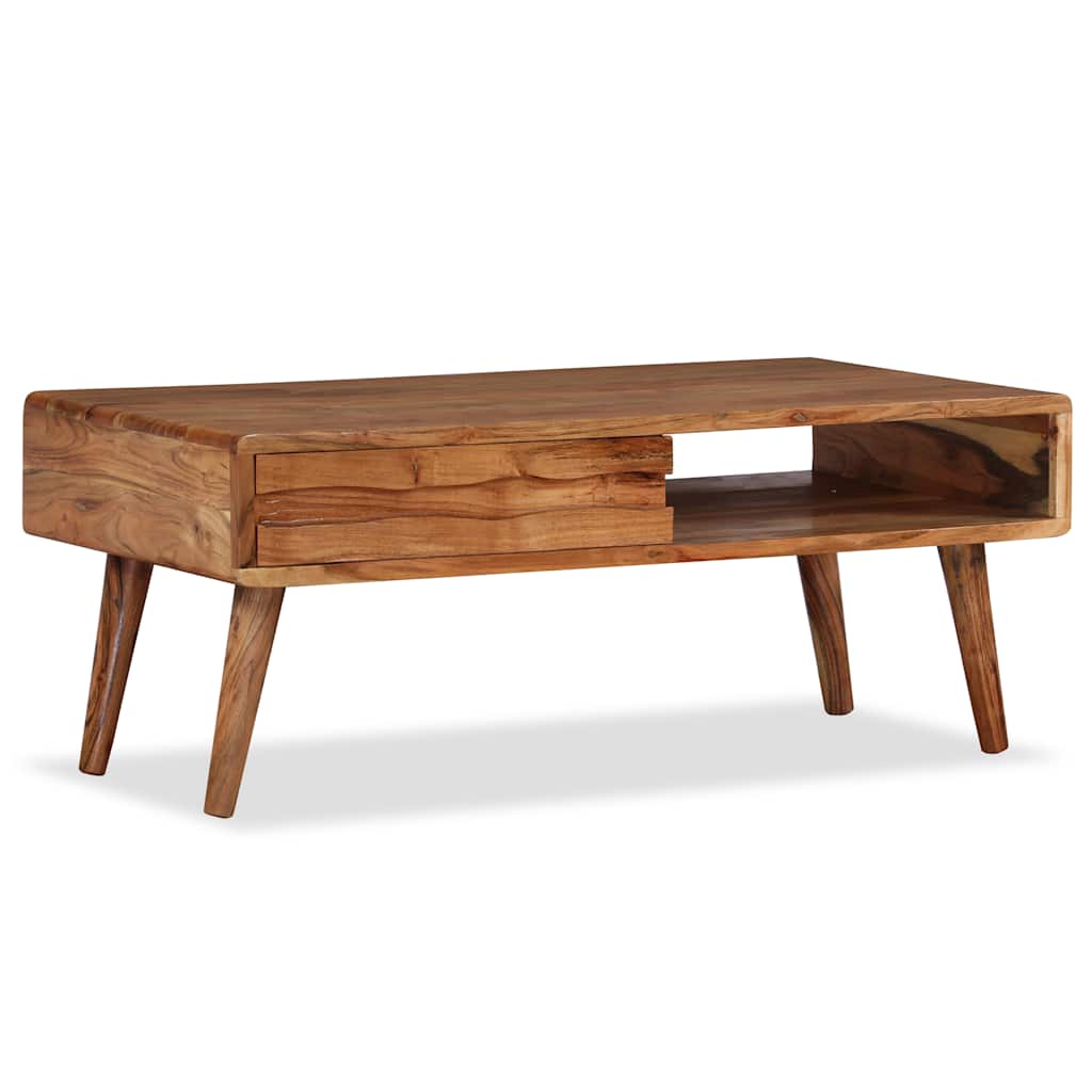Table basse Bois massif avec tiroir sculpté 100x50x40 cm - XIOS