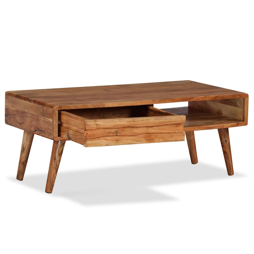 Table basse Bois massif avec tiroir sculpté 100x50x40 cm - XIOS