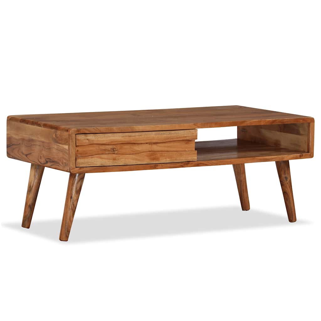 Table basse Bois massif avec tiroir sculpté 100x50x40 cm - XIOS