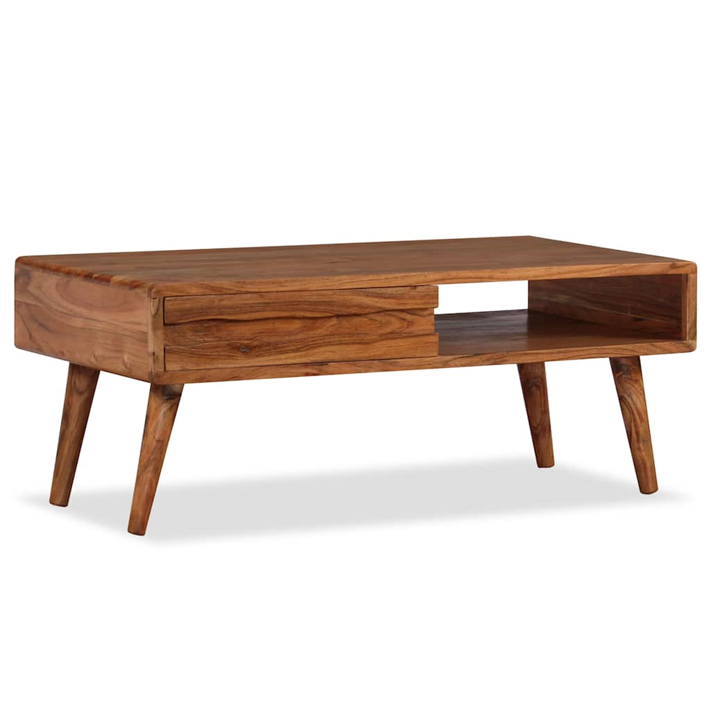 Table basse Bois massif avec tiroir sculpté 100x50x40 cm