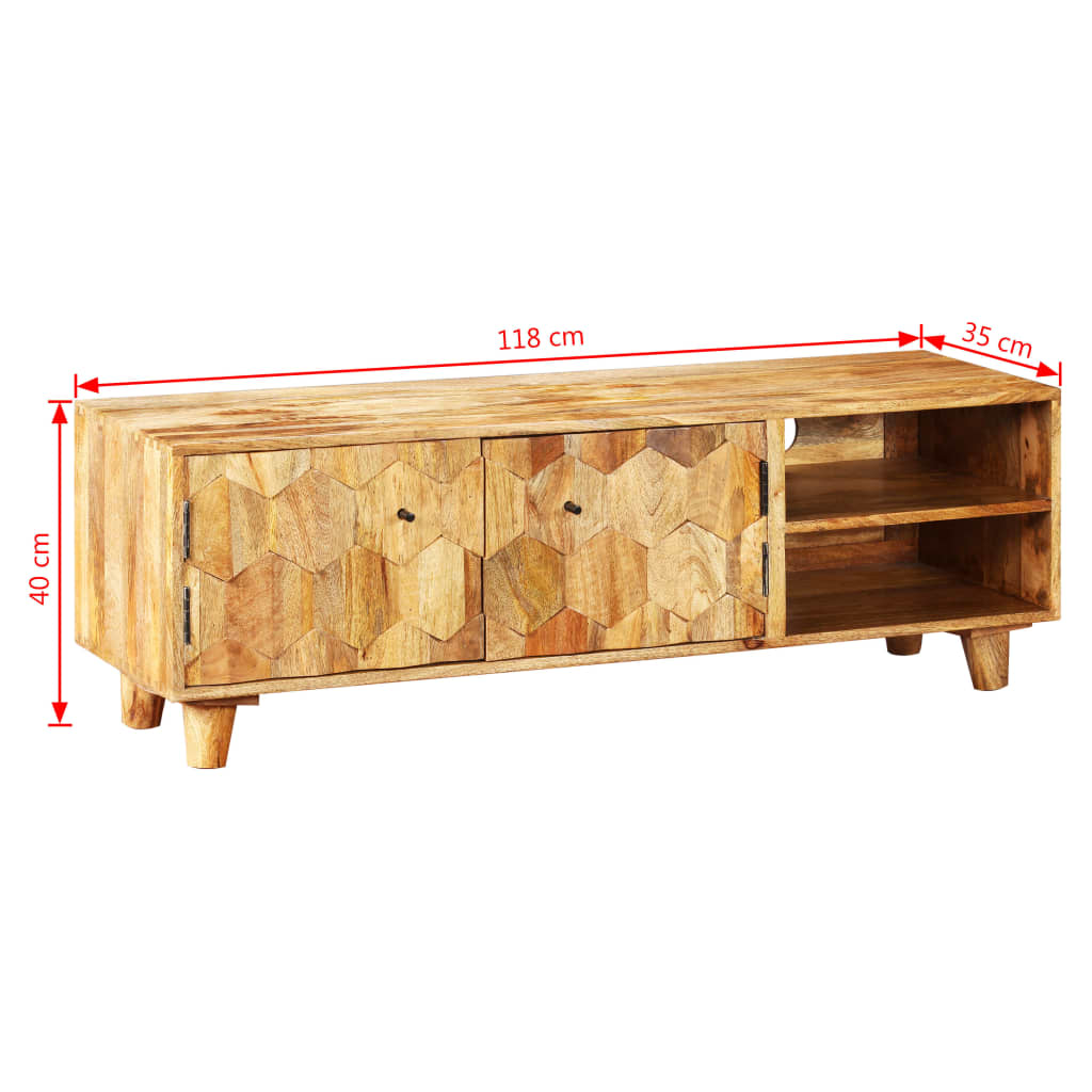 Meuble TV Bois massif de manguier 118 x 35 x 40 cm - XIOS
