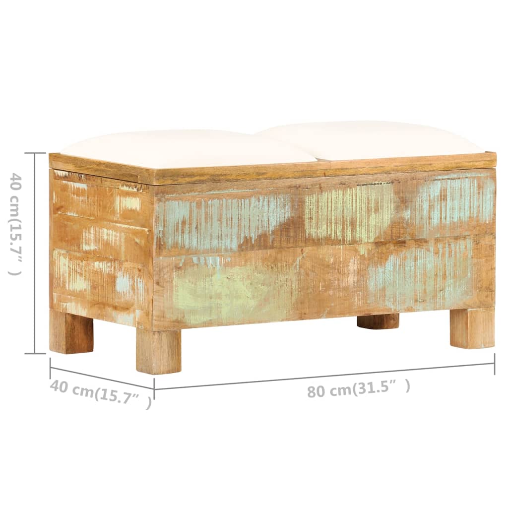 Banc de rangement Bois massif recyclé 80 x 40 x 40 cm - XIOS