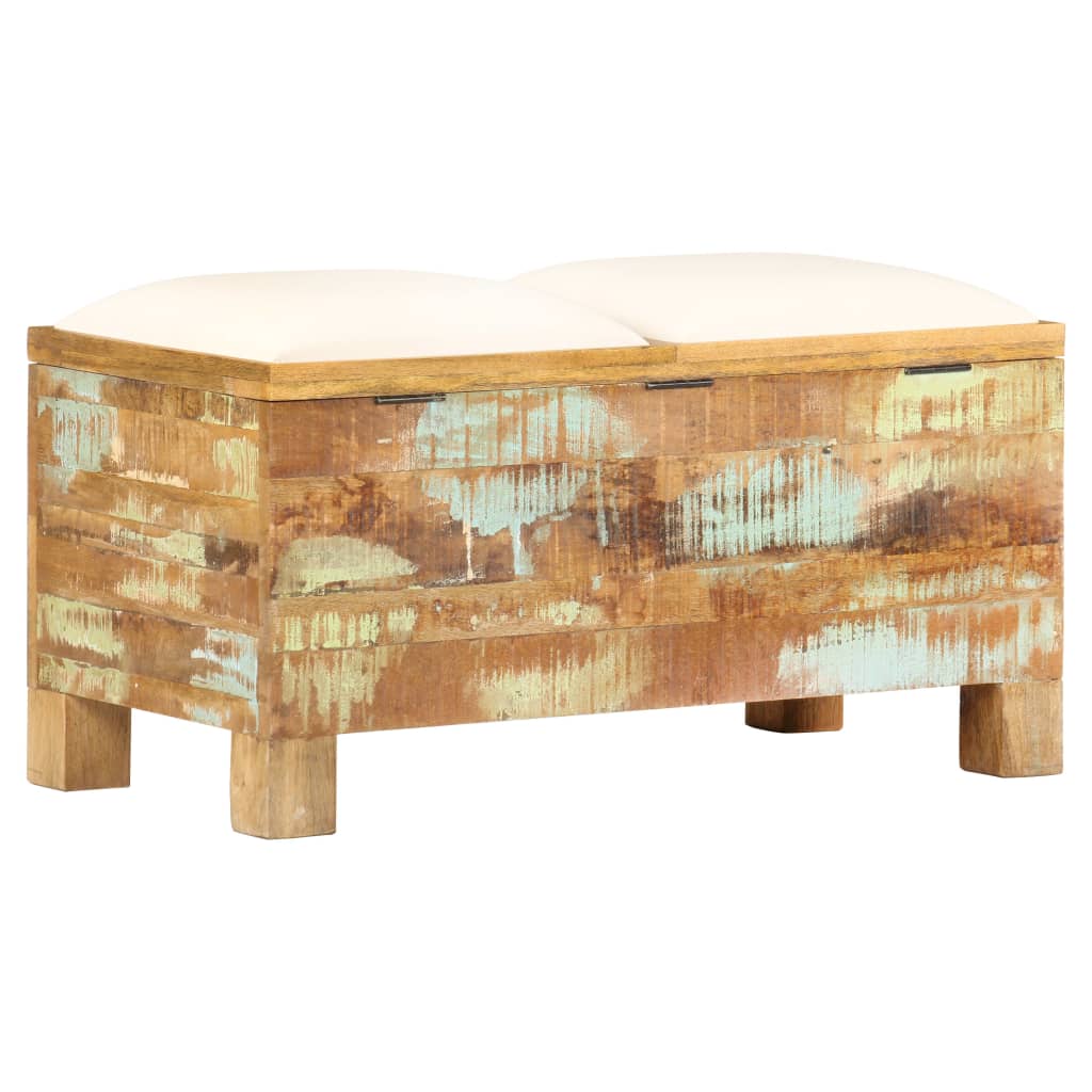 Banc de rangement Bois massif recyclé 80 x 40 x 40 cm - XIOS