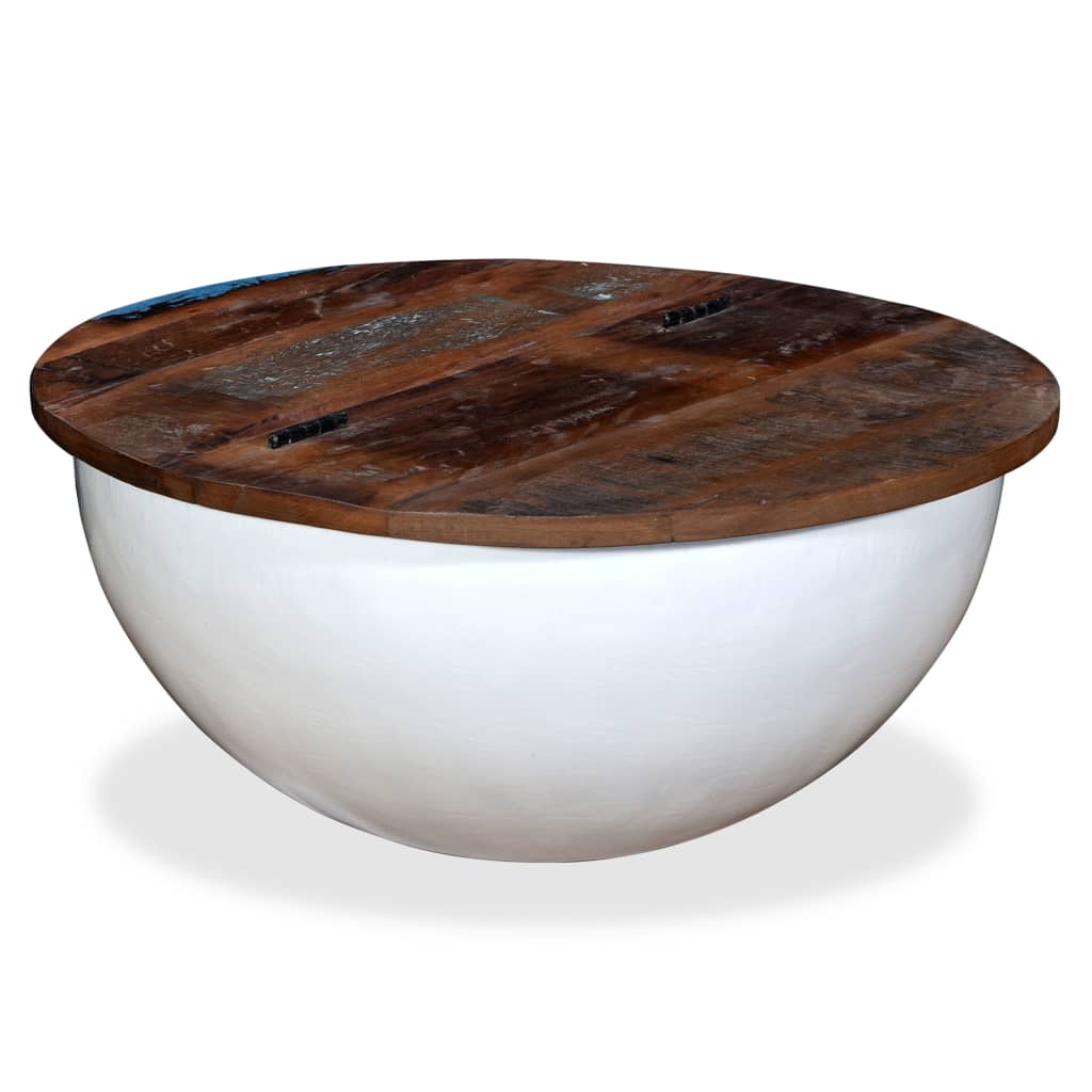 Table basse Bois de récupération massif Blanc Forme de bol - XIOS
