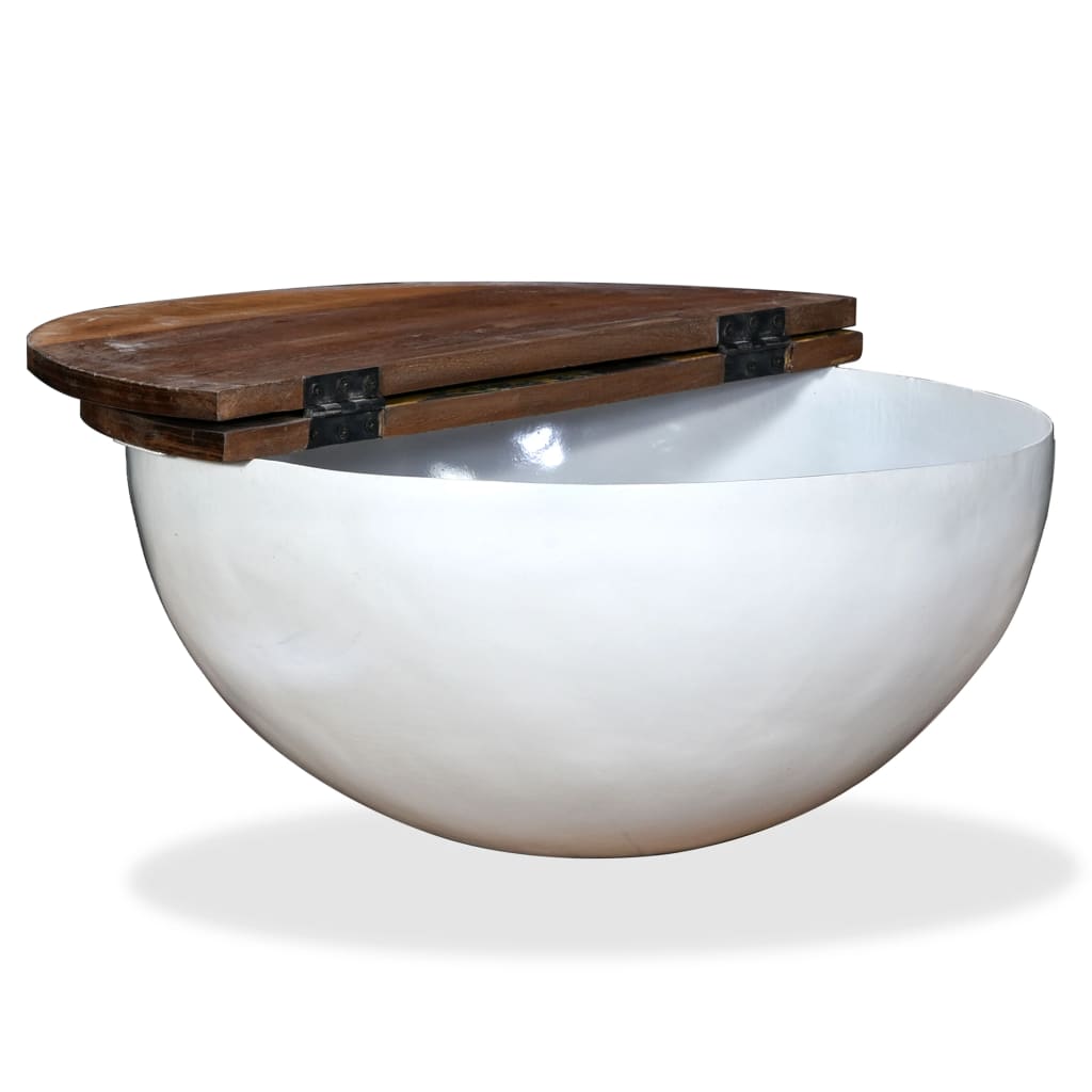 Table basse Bois de récupération massif Blanc Forme de bol - XIOS