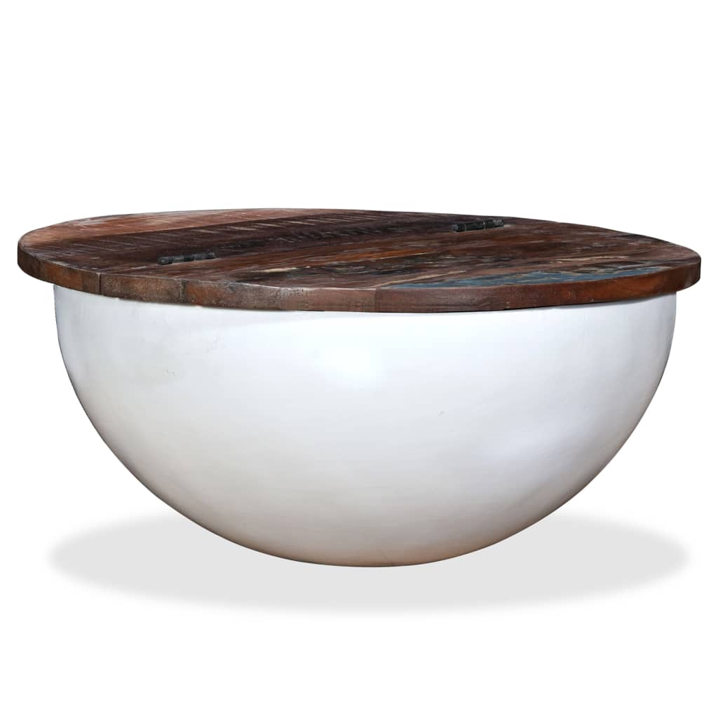 Table basse Bois de récupération massif Blanc Forme de bol - XIOS