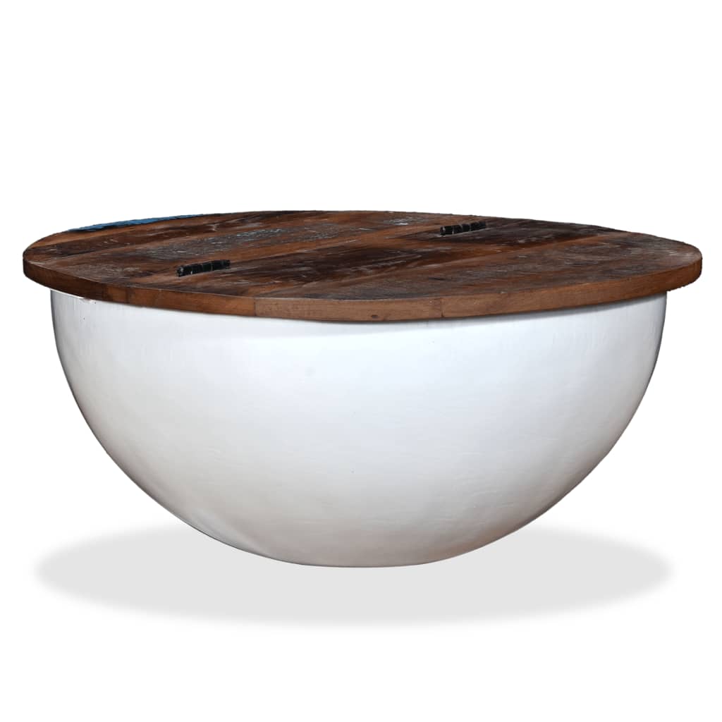 Table basse Bois de récupération massif Blanc Forme de bol - XIOS