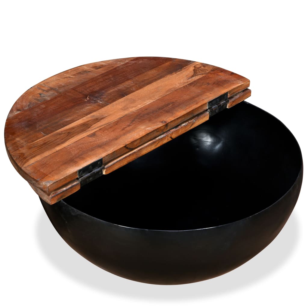 Table basse Bois de récupération massif Noir Forme de bol - XIOS